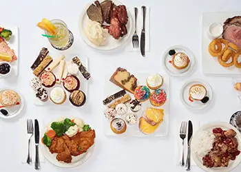 Feast on diverse dishes - table top view with food