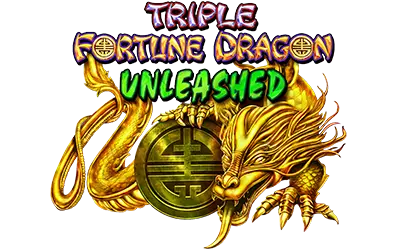 Triple Fortune Dragon Unleashed logo with a gold dragon and a coin.