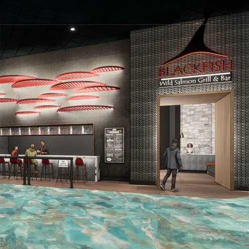 A rendered image of the new front of the Blackfish restaurant and bar.