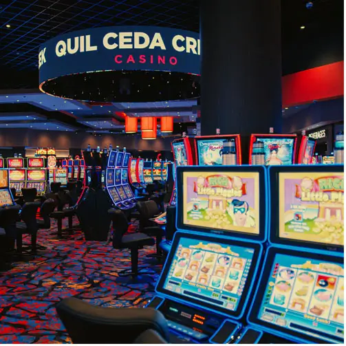 An image of slot machines on the QCC gaming floor.